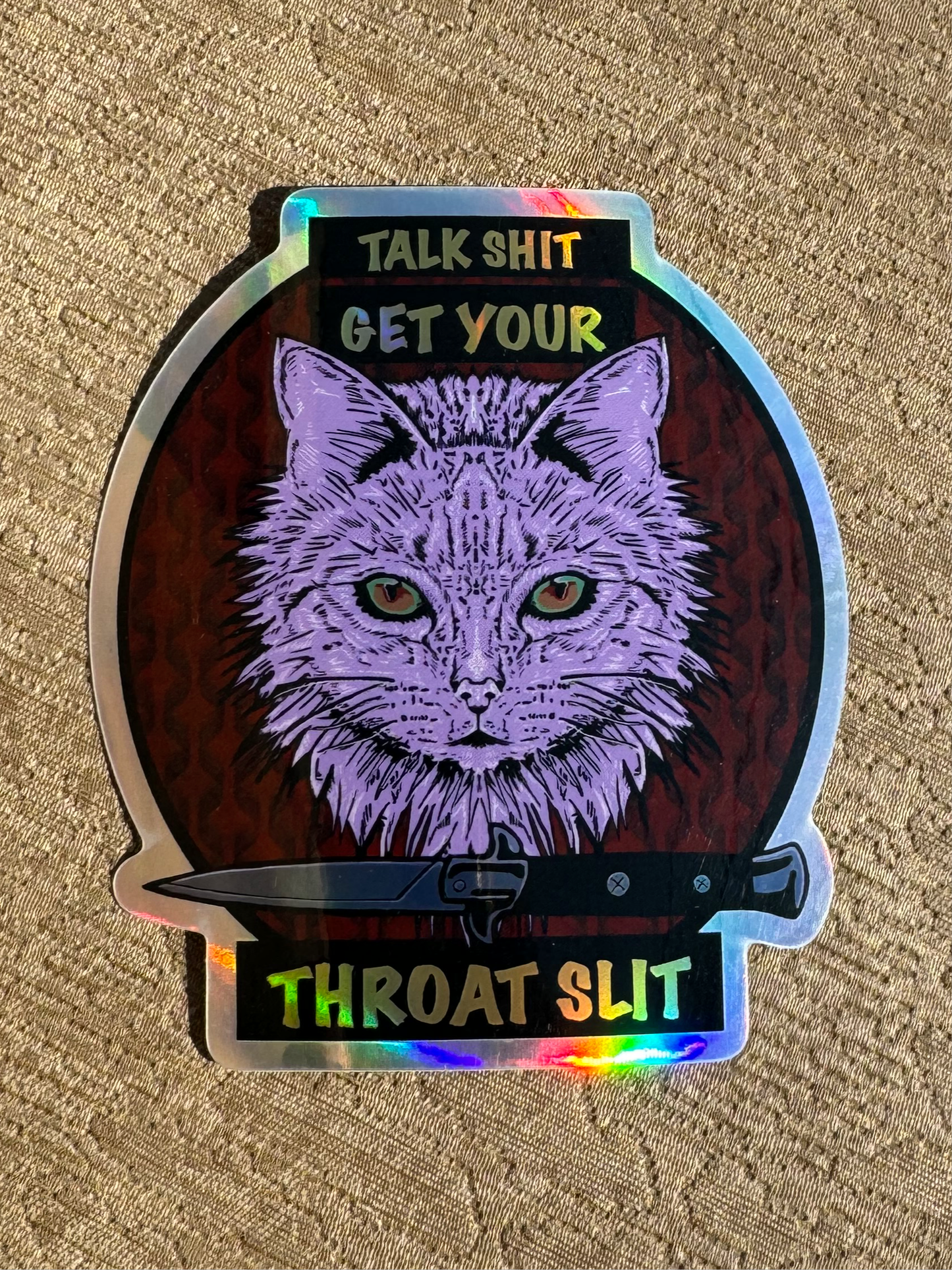 Talk shit cat sticker