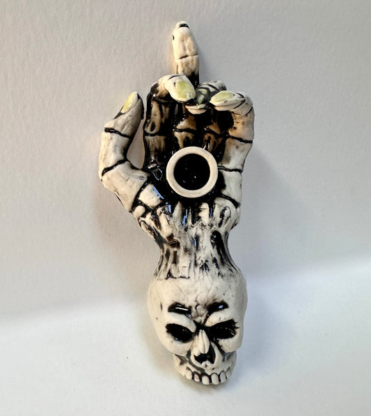 Middle Finger Skull Pipe