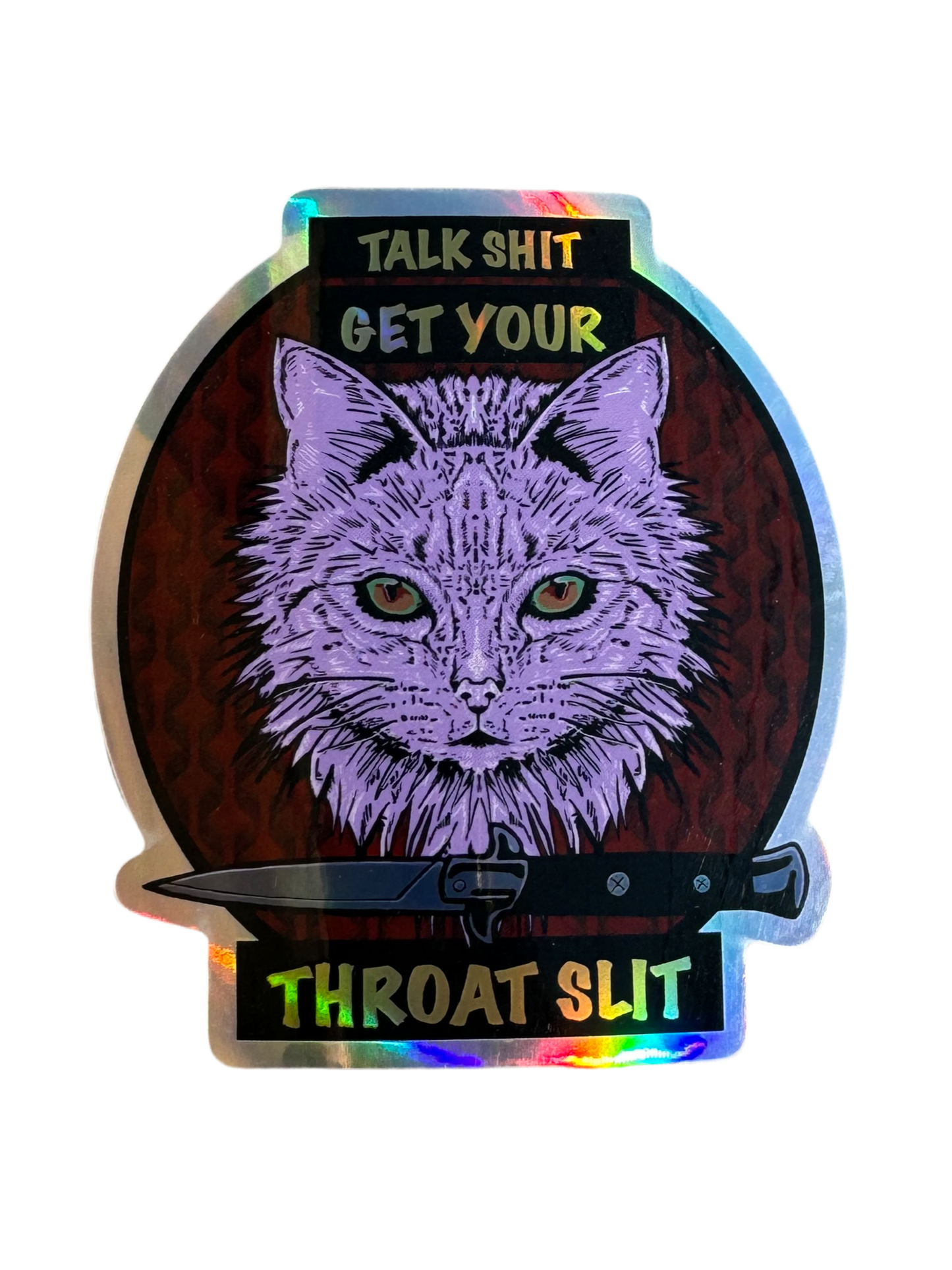 Talk shit cat sticker