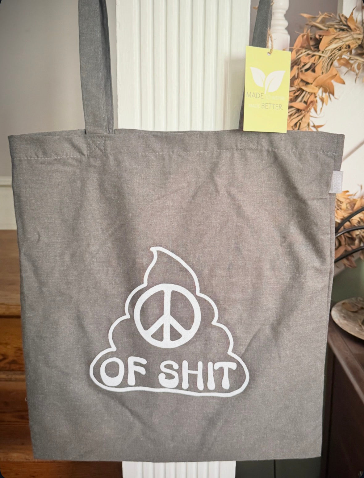 Peace of shit tote bag