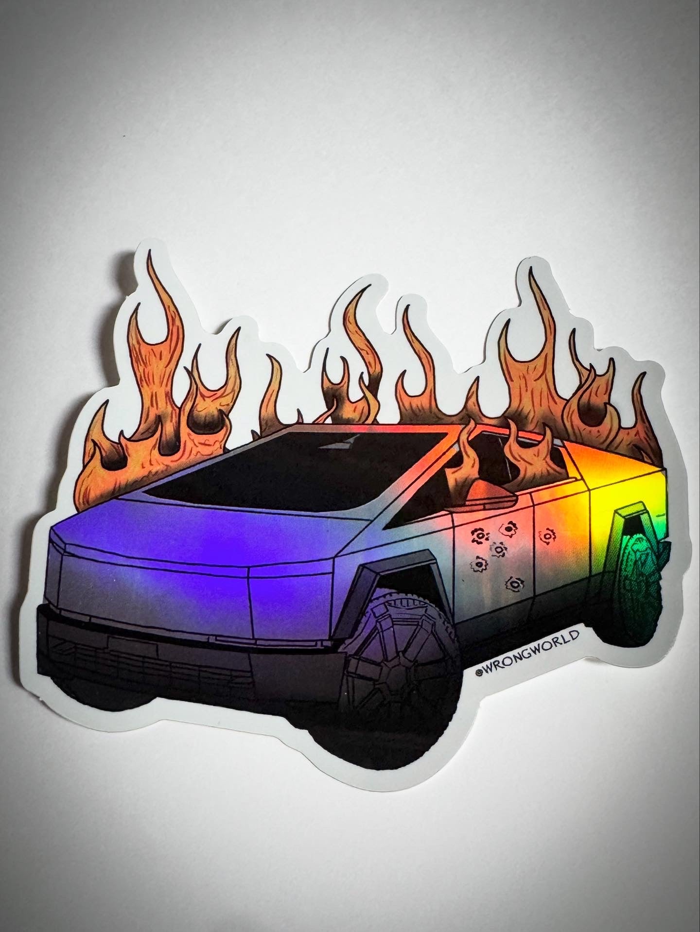 Burning cybertruck sticker